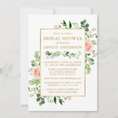 Waterverf Roses Greenery Vrijgezellenfeest Gold Kaart (Voorkant)