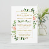 Waterverf Roses Greenery Vrijgezellenfeest Gold Kaart (Staand voorkant)