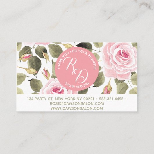 Waterverf Roses Loyalty Visitekaartje (Achterkant)