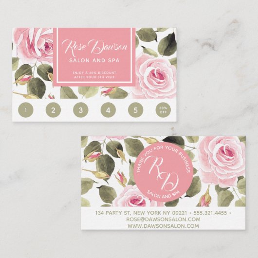 Waterverf Roses Loyalty Visitekaartje (Voorkant / Achterkant)