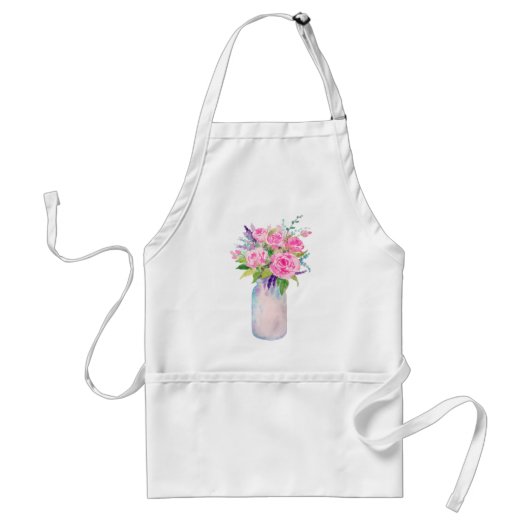 Waterverf Roses Mason Jar Apron Standaard Schort (Voorkant)