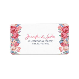 Waterverf Roses Roses Chic Wedding Return Address Etiket