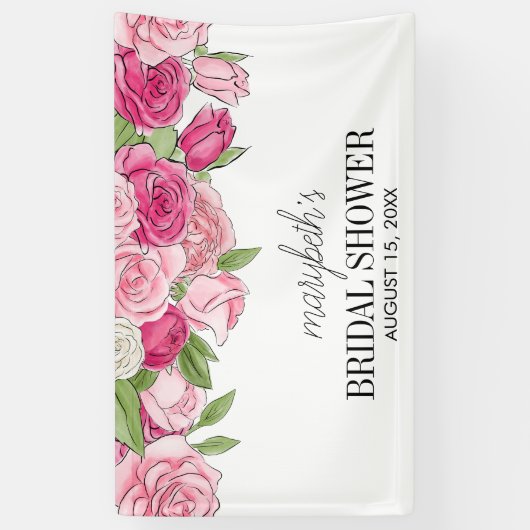 Waterverf Roses Vrijgezellenfeest Banner (Verticaal)