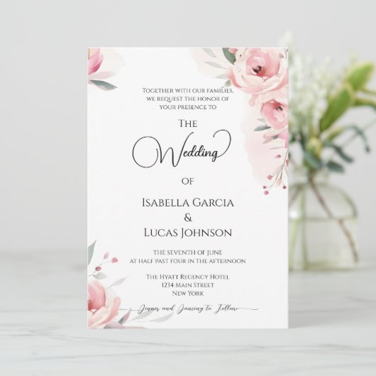 Waterverf Roses Weddenschap Save The Date (Staand voorkant)