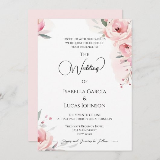 Waterverf Roses Weddenschap Save The Date (Voorkant / Achterkant)