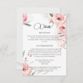 Waterverf Roses Wedding Informatiekaartje
