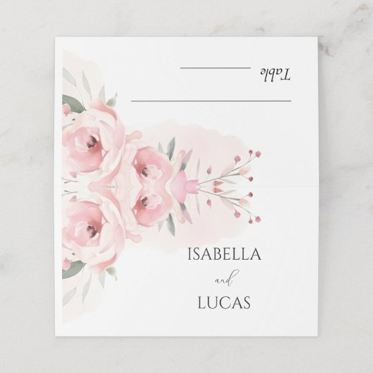Waterverf Roses Wedding Plaatskaartje (Buitenkant ongevouwen)