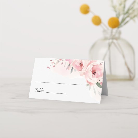 Waterverf Roses Wedding Plaatskaartje (Achterkant)
