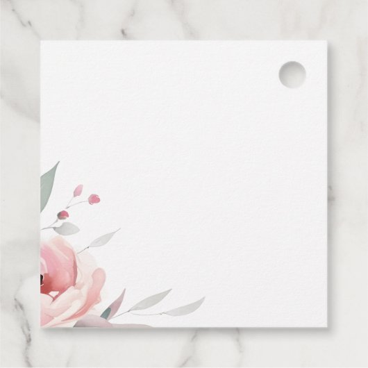 Waterverf Roses Wedding Square Bedankjes Labels (Achterkant)