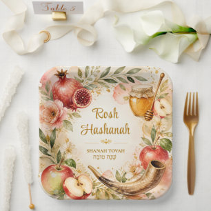 Waterverf Rosh Hashanah Shanah Tovah Papieren Bordje