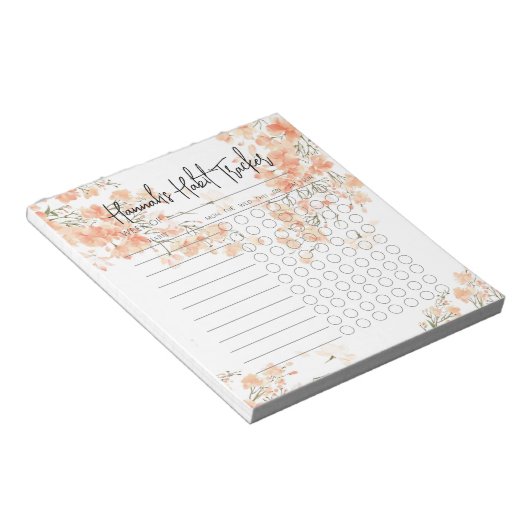 Waterverf Rosy Minimale Script Habit Tracker Notitieblok (Schuin)