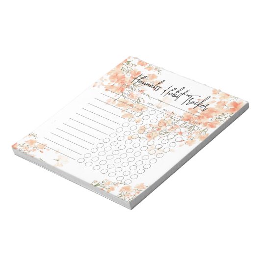 Waterverf Rosy Minimale Script Habit Tracker Notitieblok (Linkerzijde)