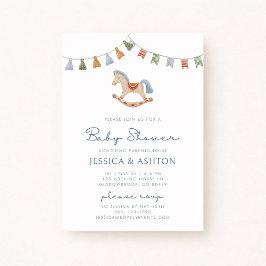 Waterverf Rotspaard, Baby Shower  Kaart