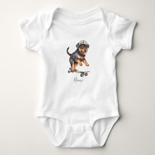 Waterverf Rottweiler Baby Body Romper (Voorkant)