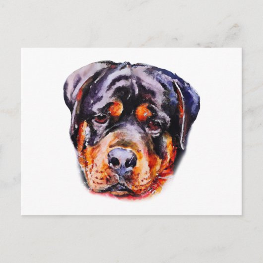 Waterverf Rottweiler Briefkaart (Voorkant)