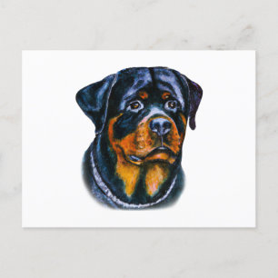 Waterverf Rottweiler Briefkaart