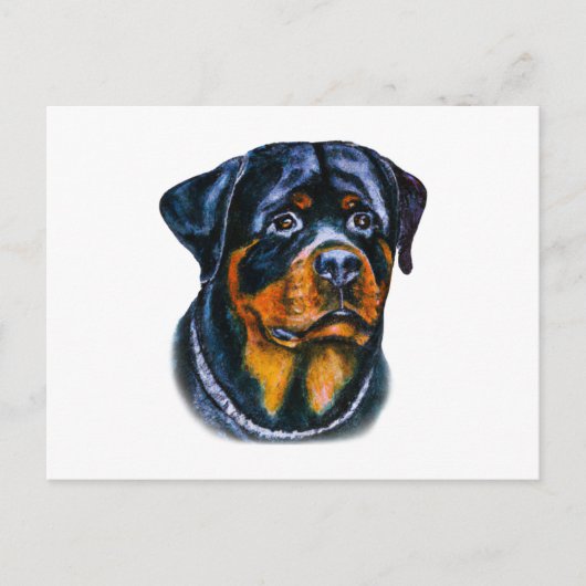 Waterverf Rottweiler Briefkaart (Voorkant)