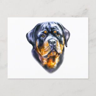 Waterverf Rottweiler Briefkaart