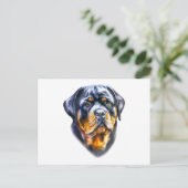 Waterverf Rottweiler Briefkaart (Staand voorkant)