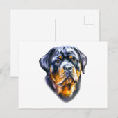 Waterverf Rottweiler Briefkaart (Voorkant / Achterkant)