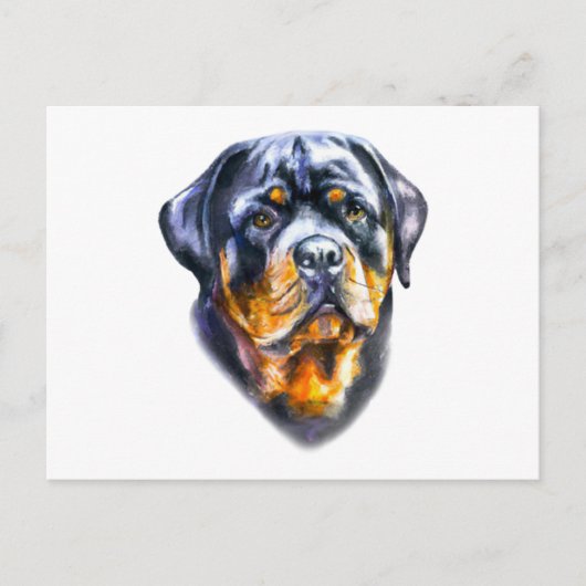Waterverf Rottweiler Briefkaart (Voorkant)