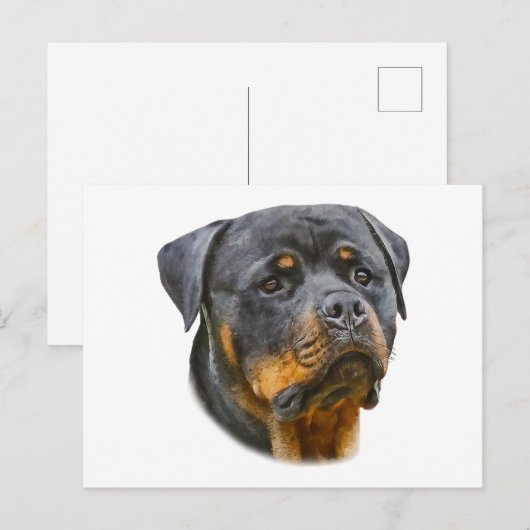 Waterverf Rottweiler Briefkaart (Voorkant / Achterkant)