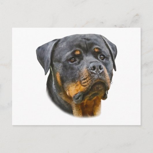 Waterverf Rottweiler Briefkaart (Voorkant)