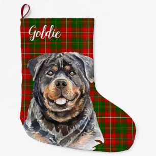 Waterverf Rottweiler Dog Aangepast Grote Kerstsok