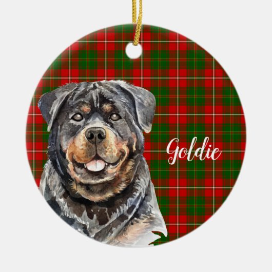 Waterverf Rottweiler Dog Aangepast Keramisch Ornament (Voorkant)