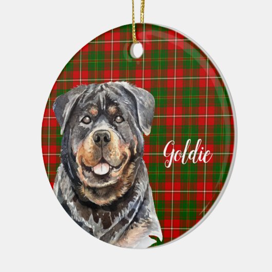 Waterverf Rottweiler Dog Aangepast Keramisch Ornament (Links)