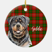 Waterverf Rottweiler Dog Aangepast Keramisch Ornament (Achterkant)