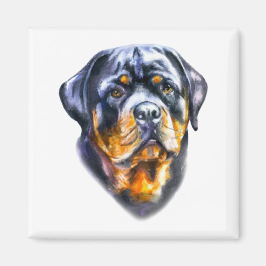 Waterverf Rottweiler Magneet (Voorkant)