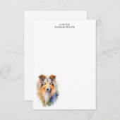 Waterverf Rough Collie gepersonaliseerd dank u Notitiekaartje (Voorkant / Achterkant)