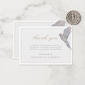 Waterverf Rourning Dove Memorial Dank u Notitiekaartje (Voorkant / Achterkant in situ)