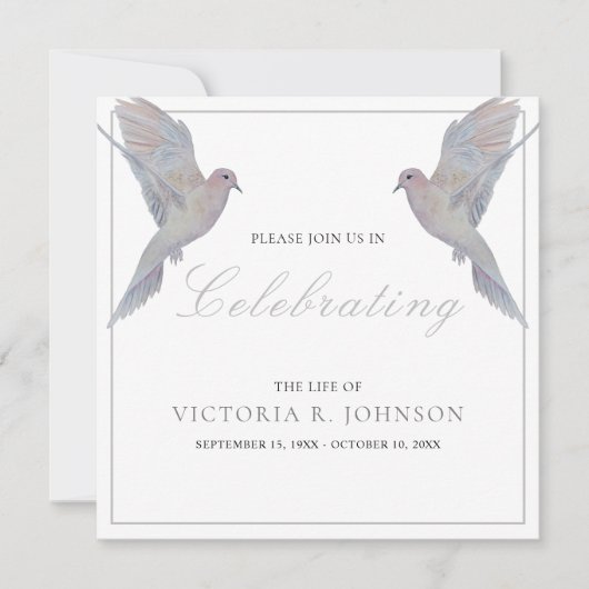 Waterverf Rouwende duif viering van het leven Kaart (Voorkant)