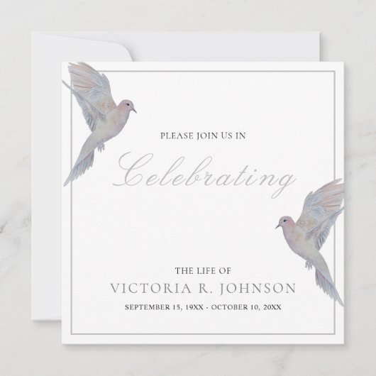 Waterverf Rouwende duif viering van het leven Kaart (Voorkant)