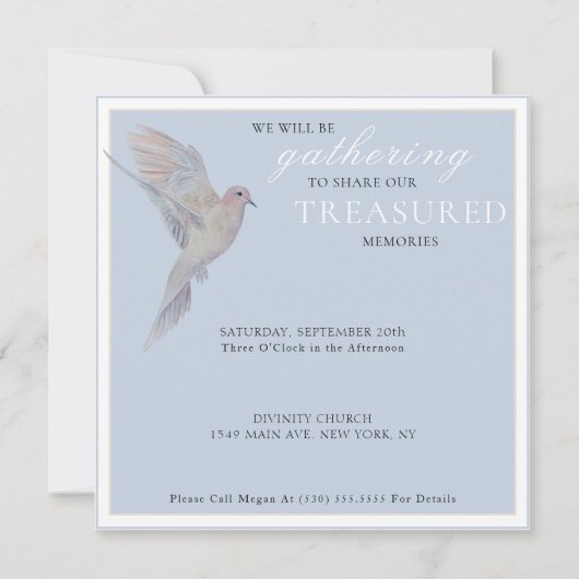 Waterverf Rouwende duif viering van het leven Kaart (Achterkant)