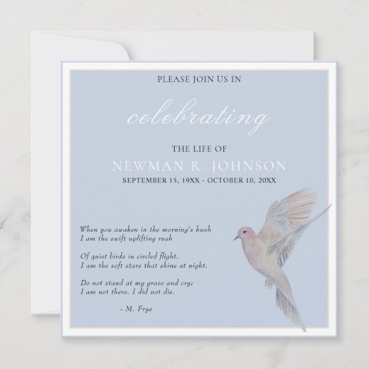 Waterverf Rouwende duif viering van het leven Kaart (Voorkant)