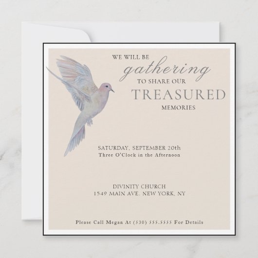 Waterverf Rouwende duif viering van het leven Kaart (Achterkant)