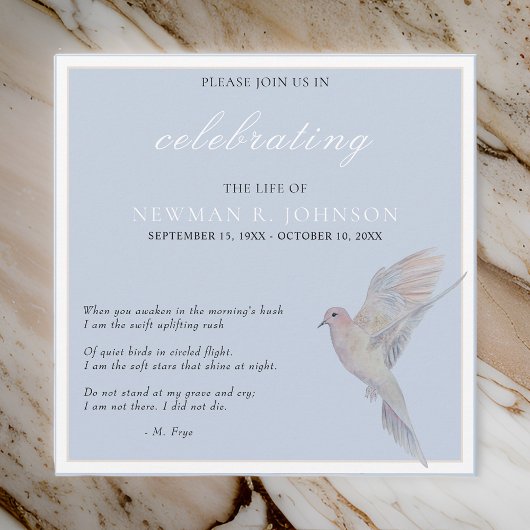 Waterverf Rouwende duif viering van het leven Kaart