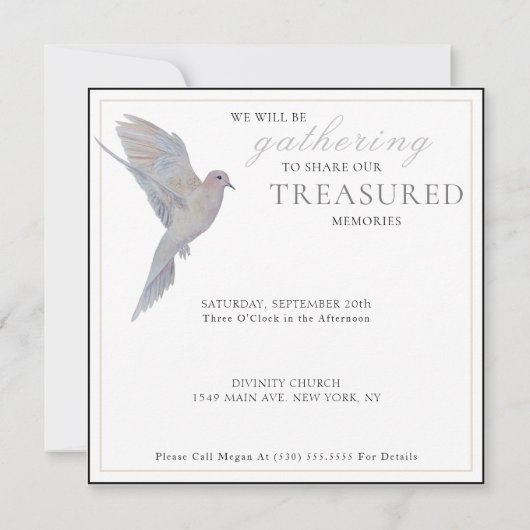 Waterverf Rouwende duif viering van het leven Kaart (Achterkant)