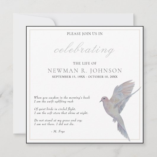 Waterverf Rouwende duif viering van het leven Kaart (Voorkant)