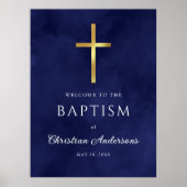Waterverf Royal Blue Baptism Boy Welkomstteken Poster (Voorkant)