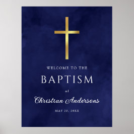 Waterverf Royal Blue Baptism Boy Welkomstteken Poster
