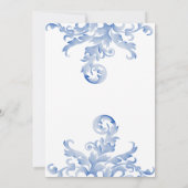 Waterverf Royal Blue Flourish Wedding Invitation Kaart (Achterkant)