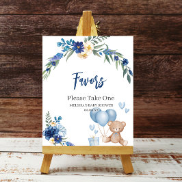 Waterverf Royal Blue Teddy Bear Balloon Poster