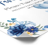 Waterverf Royal Blue Teddy Bear Balloon Poster (Hoek)