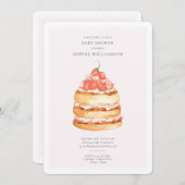 Waterverf Roze aardbei Cake Baby shower Kaart (Voorkant / Achterkant)