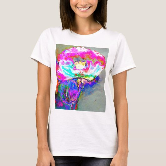 Waterverf roze abstract bloemschilderij t-shirt (Voorkant)