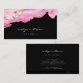 waterverf roze agar op zwart visitekaartje (Voorkant / Achterkant)
